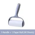 Grey lint roller for clothes with one handle and one forty-sheet adhesive paper refill - Dark Grey (1 Handle + 1 Roll - 40 Sheets)