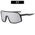Gafas de ciclismo de gran tamaño con montura negra y lentes de espejo plateadas sport - Montura Negra Espejo Plateado