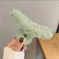 Hellgrüne Plüsch-Haarklammer für Damen mit weicher Kunstfell-Textur für Herbst - 11cm / Grün