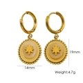 Bohemian gold stainless steel earrings with white shell inlay and gold star pattern - White Jade