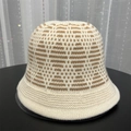 Beige knitted bucket hat with brown jacquard pattern for winter warmth and style - One Size / Beige Khaki Grid Rhombus Knit