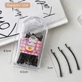 Black bobby pins set in transparent storage box with decorative white bear card - 1# Bear in Cup Curved Pins 30Pcs Box