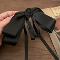 Fermaglio per capelli a fiocco in raso nero con dettaglio rosa centrale per donna - Molletta con Fiocco Nero