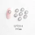 Breloque pour ongles en forme de smiley avec base en alliage et strass colorés - Visage souriant argenté strass AB (LF7214)