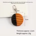 Realistic PVC chocolate-dipped potato chip keychain with silver metal lobster clasp - Two-tone Wavy Chip Lobster Clasp