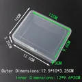 Transparent PP plastic storage box with snap lid showing 12.5x10x3.25 cm external dimensions - Rectangular 12.5*10*3.25cm