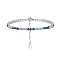 S925 sterling silver tennis bracelet featuring blue and white zircon stones in silver - Machine-made Tennis Chain 3mm Blue And White Electroplated Gold Finish Approx. 5.21g.