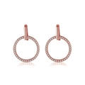 Elegant rose gold round hoop earrings with sparkling rhinestones in a minimalist design - Rose Gold Rhinestone Hoop (定-APE23-R)