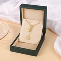 Elegante collar de trébol de cuatro hojas dorado con diamantes en caja de regalo - Plateado