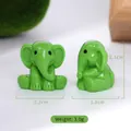 Miniature green resin elephant figurines set showing 2.1cm height and 2.2cm width dimensions - Green
