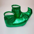 Glänzende grüne Weihnachts-Elfenschuhe mit gebogener Spitze und elastischem Bund für Partys - Grün