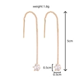 Long gold tassel earrings with shiny white zircon, 5cm length and 1.8g lightweight design - NE1033 Six-prong