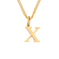Colgante de letra X de acero inoxidable dorado pulido con cadena fina sobre fondo blanco - Letra X (Oro Rosa)