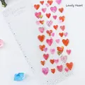 Pink and orange gradient heart stickers with gold foil edges for scrapbooking - Pink Red Hearts