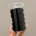 Set of durable black high-elasticity hair ties stored in a clear cylindrical container - 5 Pieces in Jar / 8# Black Twill
