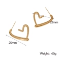 Detailed view of hollow gold heart earrings with size measurements 25mm and weight 4.5g - Gold Color (ER148-Gold)