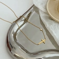 Elegante collana a catena dorata con pendente a croce minimalista e zircone cubico - 【8325】Collana Croce Oro