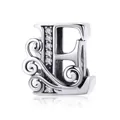 Exquisite S925 sterling silver letter H bead with cubic zirconia for DIY bracelets - Letter E