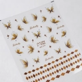 Autocollants nail art papillons dorés champagne avec motifs de losanges et étoiles, MN-354 - Style Losange Papillon (MN354)