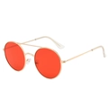 Retro round sunglasses with orange ocean lenses and gold metal double bridge frames - Gold Frame Red Lenses