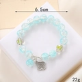 Detail of light blue beaded bracelet with green floral beads and clover charm - Blue Crackle Beads (Clover Charm) (K3636)