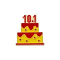 Patriotic 10.1 cake enamel pin with red stars and gold metal trim for National Day - National Day Cake