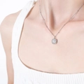 Silver square zircon pendant necklace on satellite chain for women in a luxury look - Silver Tone White Zircon Necklace (40+5cm)