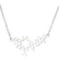 Macro detail of chemical molecule structure pendant with polished stainless steel O-chain - Steel