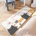 Cartoon cats patterned plush bedroom rug with Have a nice day text on wooden floor - Lined Up Cats