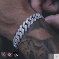 Detailed close-up of 14mm silver iced-out Cuban link bracelet worn on a tattooed arm - 18CM Silver Bracelet