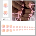 Pink French ombre toenail press-ons with white arcs, 24-piece minimalist pedicure set - Pink Gradient - Glue Style (JCY-13)