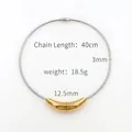 Polished two-tone gold and silver titanium steel collar necklace with 40cm chain - Silver & Gold
