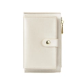 Portafoglio donna minimalista color oro champagne perlato con cerniera e bottone a clip - Bianco Sporco