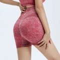 Short de yoga taille haute rouge chiné pour femme avec effet push-up sans couture - S / Bottoms / Rouge