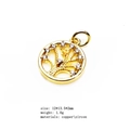 Golden tree of life charm with micro-set zircon in copper for DIY jewelry making - 7# (Circular Life Tree)
