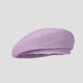 Detailed close-up of the breathable mesh texture on this purple knitted beret hat - M (56-58cm) / Purple