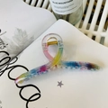 Translucent rainbow gradient 13cm hanger hair claw clip on an open book - 13cm Hanger Type / Translucent Light Rainbow