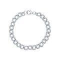 Poliertes silbernes Panzerarmband mit funkelnden Zirkonia und sicherem Karabiner - 925er Silber / Silber