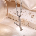 Textured letter Y pendant necklace in silver finish with minimalist chain design - Steel Letter Y (Pendant Only)