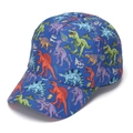 Casquette de baseball enfant bleu marine avec motifs de dinosaures colorés et T-Rex - 52-54cm / Bleu Foncé Os de Dino Éclair (#21)