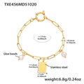 Dettagli di un bracciale in acciaio inossidabile dorato con ciondolo e misure - 17cm / Bracciale con Perle Barocche Oro (TXE456)