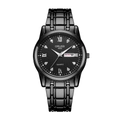 ORUSS Men's All-Black Quartz Watch with Luminous Calendar and Stainless Steel Link Band - 980 Gunmetal Grey