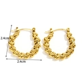 Orecchini a cerchio a forma di spiga di grano dorati in acciaio inox diametro 2,4cm - Stile Tondo con Trama a Spiga di Grano (ER-1172) / Oro