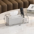 Small clear acrylic tissue box with remote control holder, sized 25x11.8x9.7cm - Multifunctional Transparent (Small)