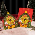 Creative 3D gold foil Merry Christmas greeting cards in festive red and green styles - Christmas Wreath