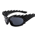 Futuristic black jagged frame sunglasses with dark lenses for Y2K cyberpunk style - Black Frame Grey Lens