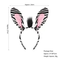 Cerchietto orecchie da coniglio zebrato con strisce bianche nere e interno rosa - Orecchie di Zebra con Capelli