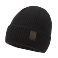Bonnet d'hiver pour homme avec doublure polaire chaude et maille côtelée pour extérieur - Taille unique / Noir