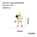 Detailed dimensions of gold-plated astronaut pendant with white enamel finish - P02981-White Waving Astronaut