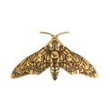 Vintage goldene Mottenbrosche mit Antik-Finish, Totenkopf- und Mondsichel-Details - Antikgold-Motten-Stil (D059-A)